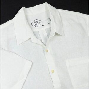 Alex Crane Ola Linen Shirt Men's XL White Short Sleeve Casual Button-Up Travel